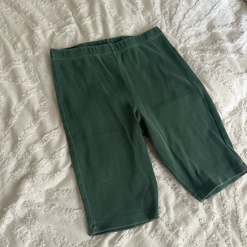 Forest Green Elastic Waist Bike Shorts